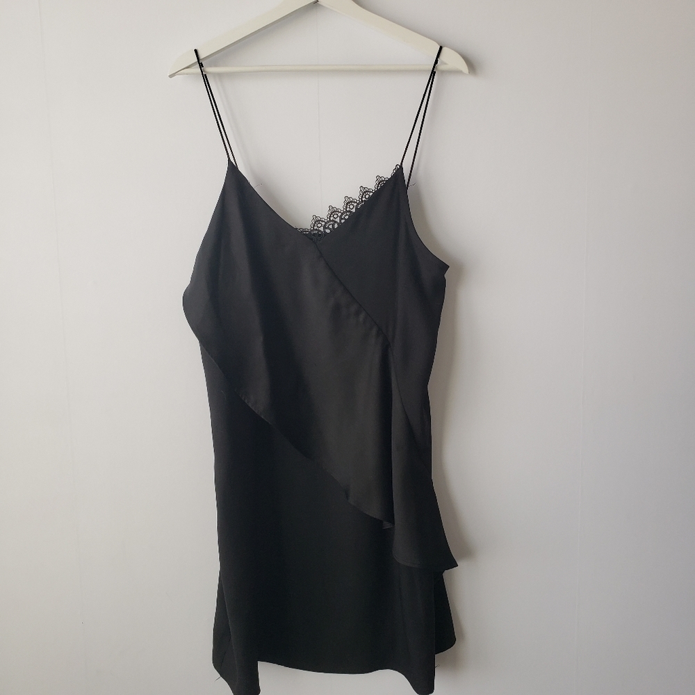 Mango womens ruffled dress size 6‎ spaghetti strap back Minimalist